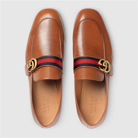 gucci gg web leather loafer|Gucci leather loafers men.